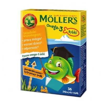 mollers-omega-3-rybii-gir-dlya-detei-36-kapsul-apelsin-limon Mollers Omega-3 Рыбий жир (для детей) 36 капсул Апельсин-лимон — изображение 1