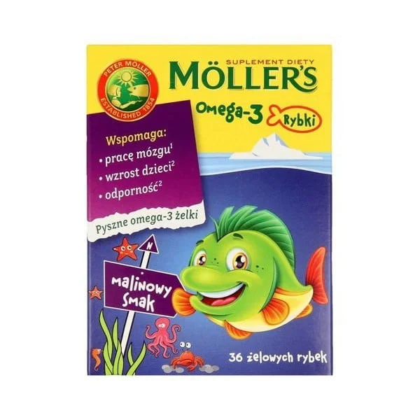 mollers-omega-3-rybii-gir-dlya-detei-36-kapsul-malinovyi Mollers Omega-3 Рыбий жир (для детей) 36 капсул Малиновый — изображение 1