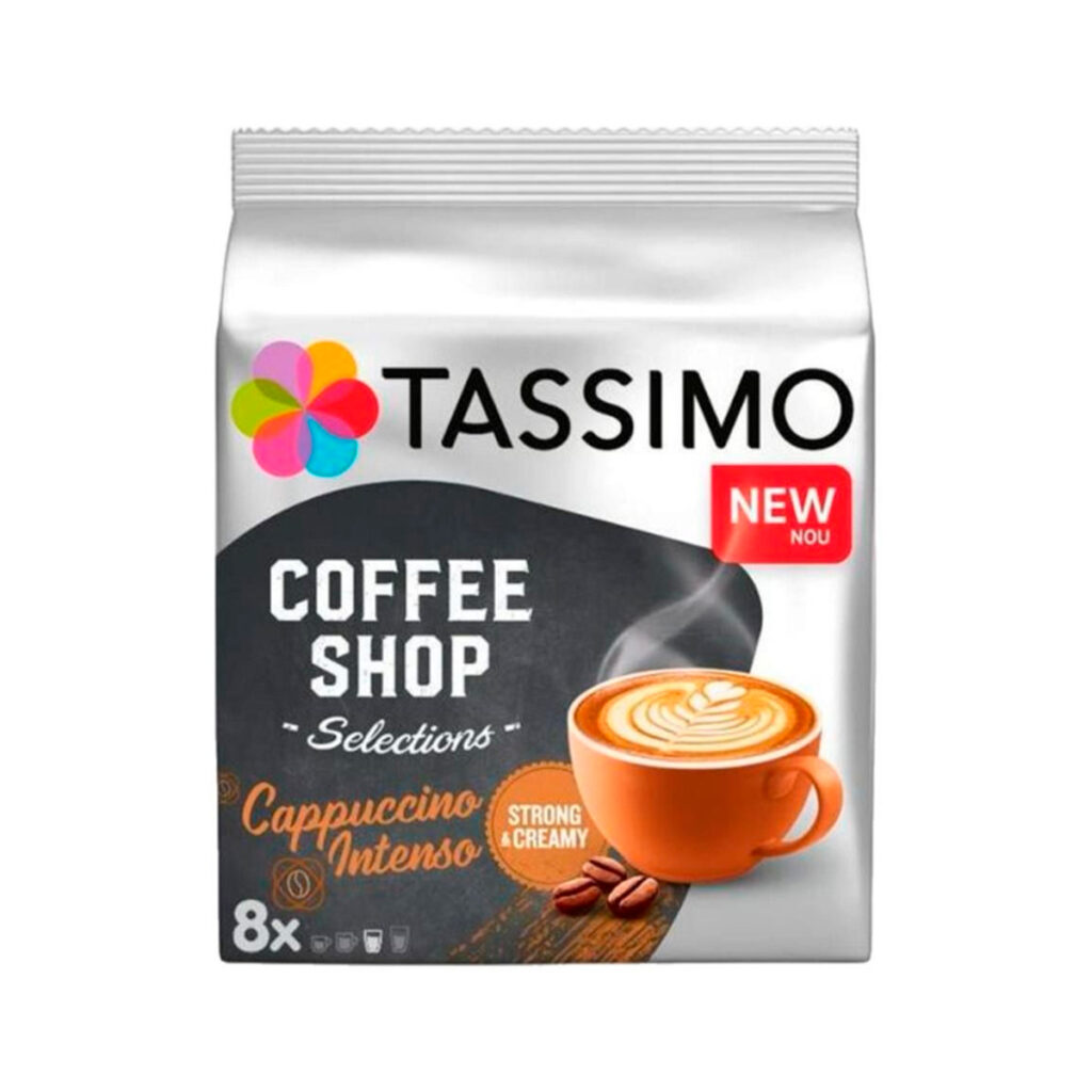 Капсулы капучино Tassimo для кофемашин, восемь штук.