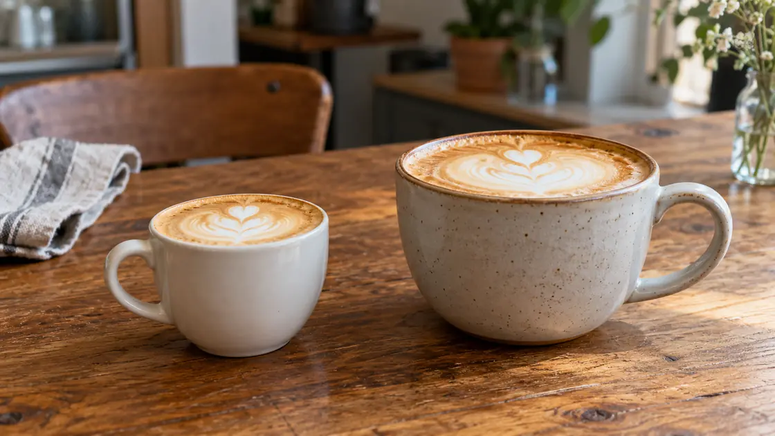Капучино в небольшой округлой чашке и в широкой большой кружке